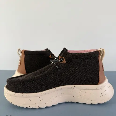 Hey Dude NWT Wendy Peak Hi Wool Moccasin Sneakers Cocoa Brown Ankle Booties