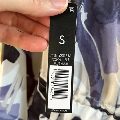 Nic+Zoe Inky Flowers Jacket Size S. Satin Kimono Style Long Sleeves. NEW.