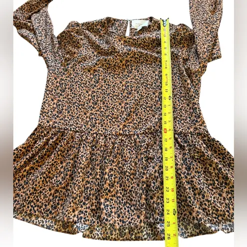 POMANDER PLACE Tuckernuck Leopard Carlota Peplum Blouse Womens Size XS Brown