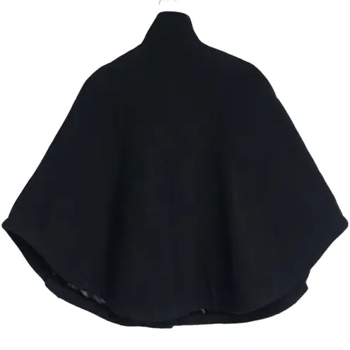 via spiga Via Spigia Black Asymmetrical Zip Front Funnel Neck Cape Coat Jacket