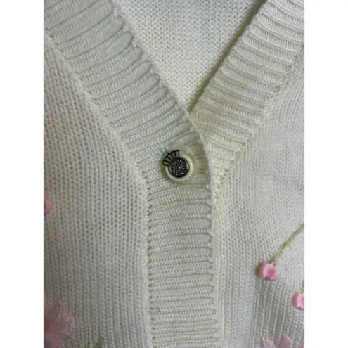 Handmade Unbranded Cottage Cream embroidery Cardigan Vintage Handmande