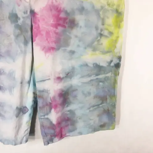 Larry Levine Size 14 Shorts Lime Squeeze Handmade Tie Dye Green Blue 224