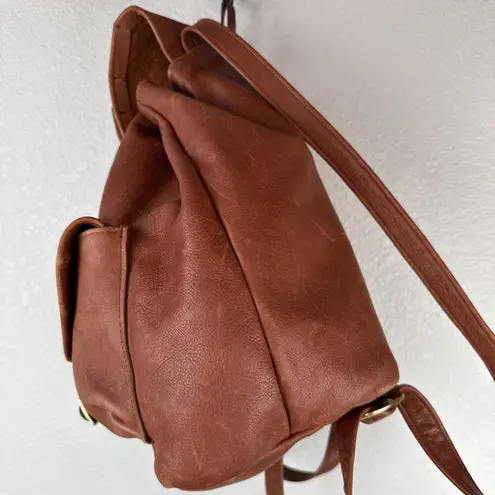 Handmade Vintage Brown Soft Leather Flap Backpack Rucksack Country Boho Hippie