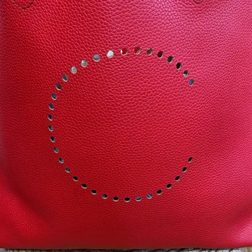 Mark Graham pebbled, leather laser cut C tote bag Red