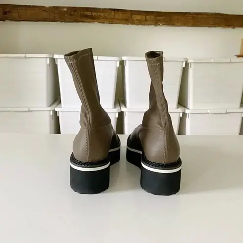 Clergerie Paris Berta Leather Flatform Boots Size 37 NWOB Taupe Retail $650 Brown