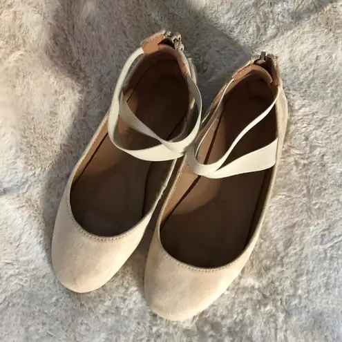 ANNA Ballerina Flats | Pink Elastic Straps & Zip Back | Size 6.5