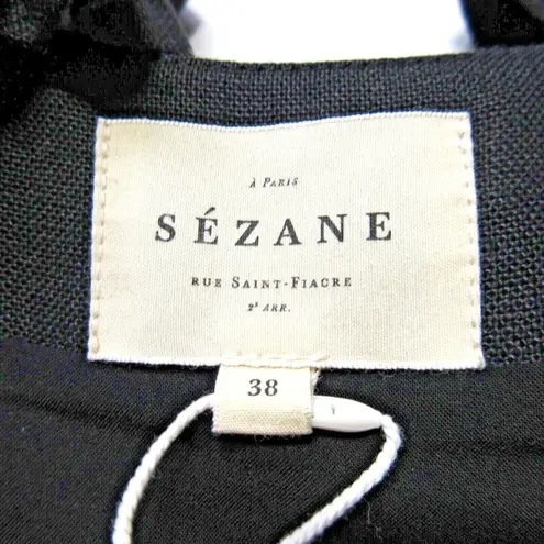 Sézane NWT Sezane Lizon in Black Tie Back Pleated Linen Fit & Flare Dress 38 / US 6