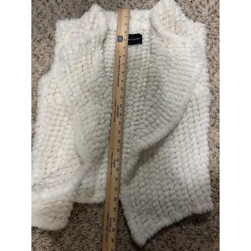 Dolce Cabo Cream Furry Knitted Open Front Vest Women's S/M Size undefined