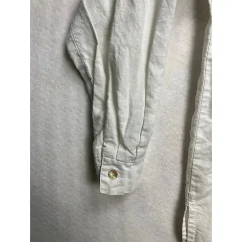 Tuli Spirit of Africa White Embroidered Elephant Long Sleeve Button Up Women XL