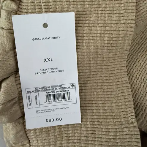 Isabel Maternity Smocked Waist Wide Leg Maternity Pants Tan/Taupe Size XXL New!