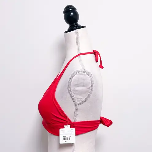 Body Glove Red Triangle Halter Back Tie Removable Pads Bikini Top Small NWT NOS