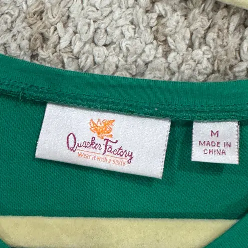 Quacker Factory Green Womens 3/4 sleeve Embellished Rhinestones pant set Med - Image 2