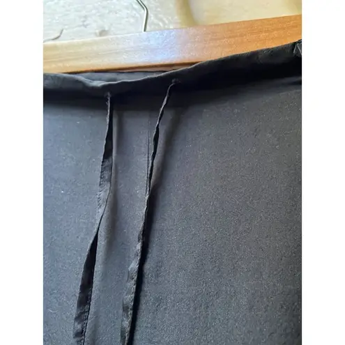 Italian Masnada high rise wide leg 100% Silk Black breezy lightweight pants 6