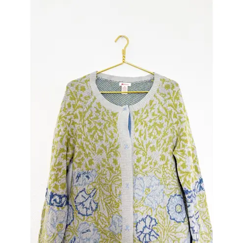 Sundance Long Merino Wool Alpaca Cardigan Duster Sweater Medium Floral Grandma