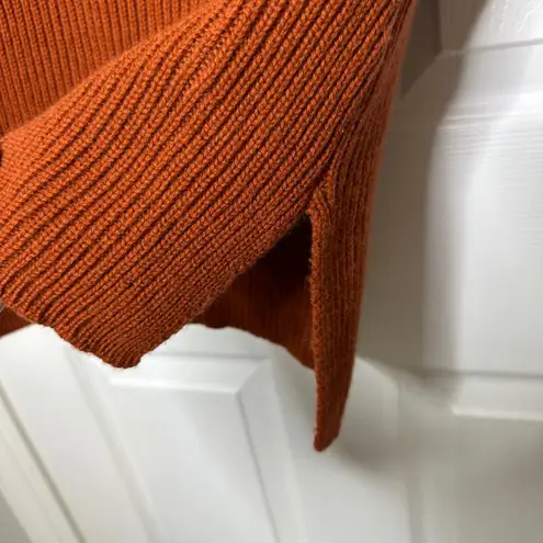 WoolOvers Merino Wool Tunic Sweater Dress Orange Long Sleeve Ribbed Knit