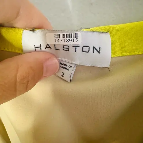 HALSTON Yellow Lil Crepe Strapless Overlay Side Zipper Jumpsuit Dress Size 2