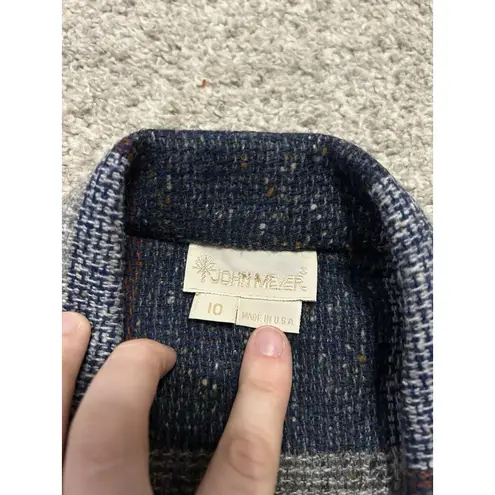 JOHN MEYER VINTAGE PLAID EQUESTRIAN BLAZER Barn coat Size 10 VTG Blue