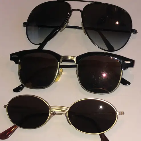 Stylish Black Brown and Gold Tone Sunglasses Set