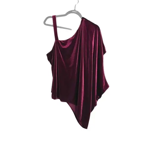 London Times NWOT Asymmetrical Velvot Top Wine Color Dressy Size XXL