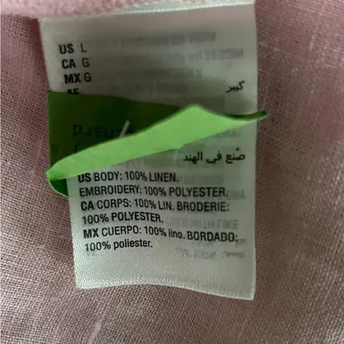 Charter Club Luxury Bubblegum Pink Embroidered Floral Appliqué Cutout Linen Top