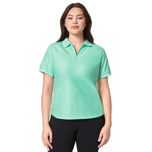 Mondetta Womens XL Mint Green Active 1/4 Zip Short Sleeve Mesh Polo Shirt