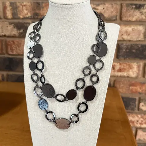 Chico's Chico’s gunmetal chain and open link 42” necklace belt