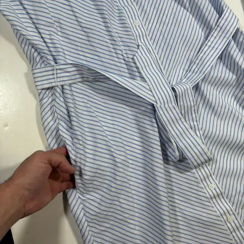 Brooks Brothers EUC Blue Stripe Shirt Dress Tie Button Front Long Sleeve Size 10
