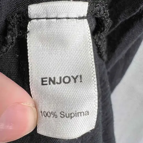 LA Made Tunic Dress Black Long Sleeve Mock Neck US Made Estimated Small Oversized