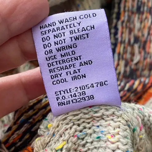 Michelle Nicole Nordic Wool Blend Tribal Sweater Poncho Boho Southwest M Orange Size M