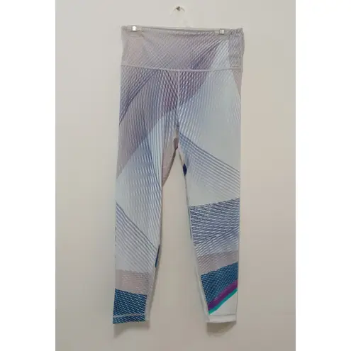 Peloton Women's Leggings High-Waist Geo White Blue Sails Geometric Size XL