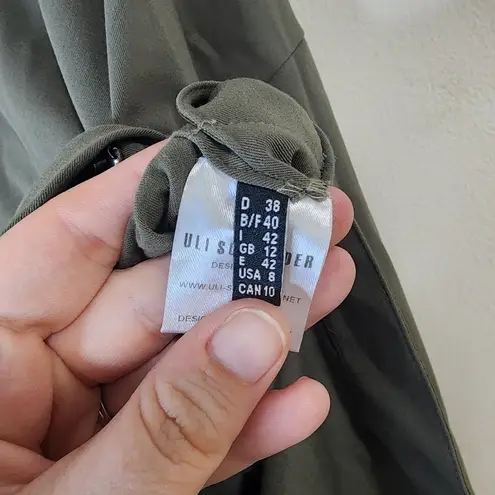 Uli Schneider Pocket Snap Sides Women 8 Green Long Sleeve Round Neck Top