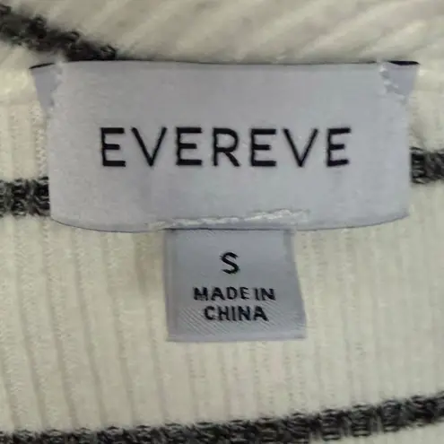 Evereve Tory White Black Striped Ruffle Knit Pullover Long Sleeve Sweater Sz S