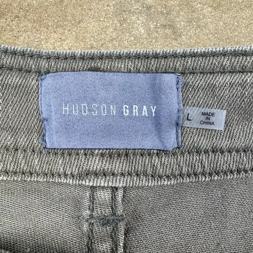 Hudson Gray Women’s Wide Leg High Rise Pants Size Large Cropped Green Raw Hem