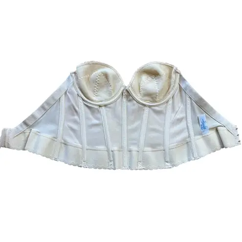 Vintage Adonna Bustier 34B Cream Underwire Longline Bra JCPenny 80s Pinup Corset Size undefined