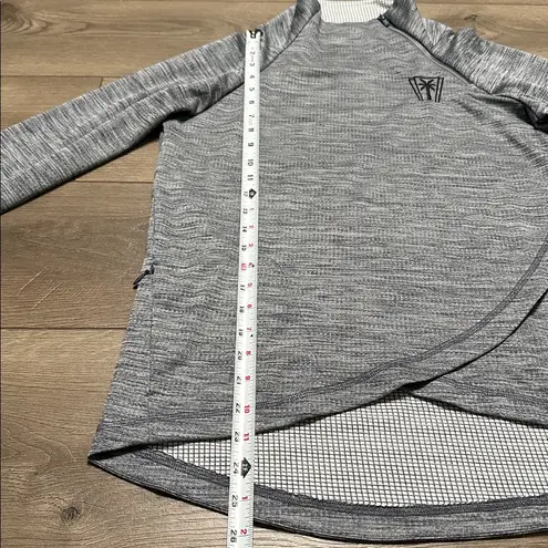 IBKUL Long Sleeve Thumbhole Golf Pullover Black Heather Gray Logo Size Medium