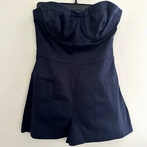Maeve NEW Strapless Bustier Romper in Navy Blue