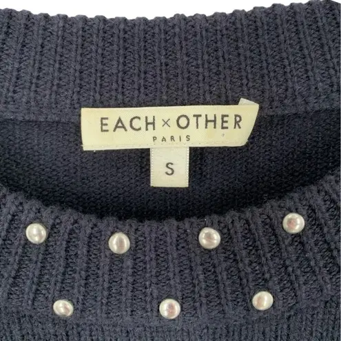 Each x Other Paris Black Wool Studded Ruffle Bell Sleeve Sweater Size Small