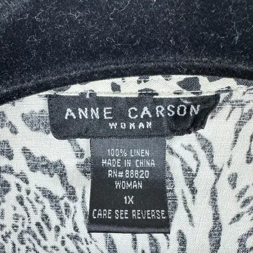 Anne Carson 100% Linen Leopard Print Full Zip Lightweight Jacket Size 1X