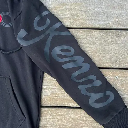 Black Italian Kenzo Hoodie Sweatshirt w/ Embroidered Lion Head Graphic Size L