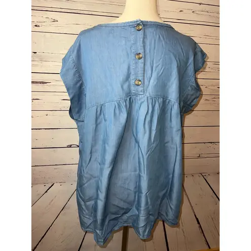 Knox Rose  Denim Babydoll Shirt XXL 2XL Womens Plus size 2X Boho Aztec Jean Y2K