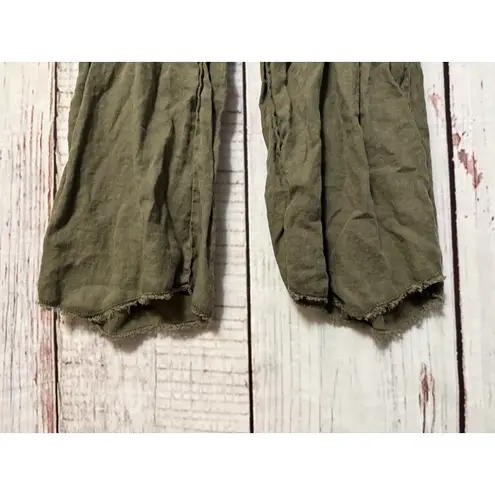 XCVI Pasquel Pant Raw Hem Wide Leg 100% Linen Pull On Foldwaist Green Size Large