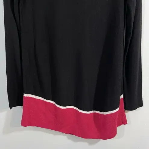 J Jill Women's Black & Red Trim Pullover Oversized Tunic Sweater Size S