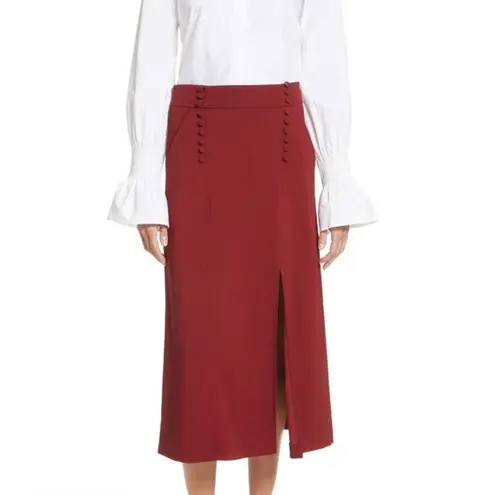 ALC Frank A.L.C. Sydney Slit Midi Skirt Red Buttons