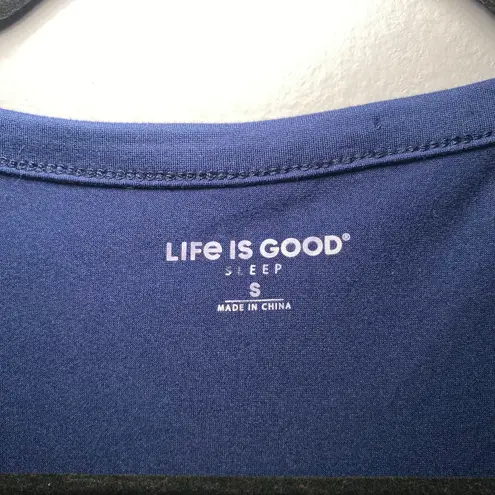 Life is Good  Navy Blue Floral Sleep Shirt Tee Stretchy Pajama Women's size Small