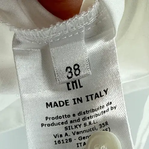 ROSSO35 White Cotton Button Down 3/4 Sleeve Top Hidden Placket Blouse XS Italy