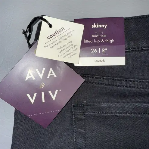 Ava & Viv Women's BUNDLE Mid-Rise Skinny Jeans Black Size 26 and Wide Leg Pants