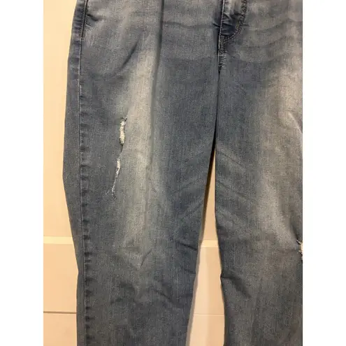 Democracy Jeans Women Size 12 Blue "Ab" Technology Tapered Fray Hem Denim Jeans