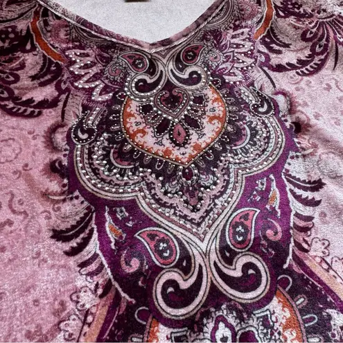 Catherines Velvet Asymmetric Top 3X WP Purple Paisley Whimsigoth Rhinestone Size undefined