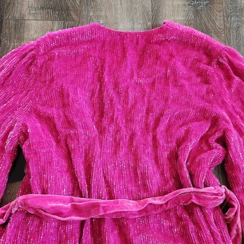Retrofete Gabrielle Robe Dress in Pink Sequins Size Medium NWT Long Sleeve