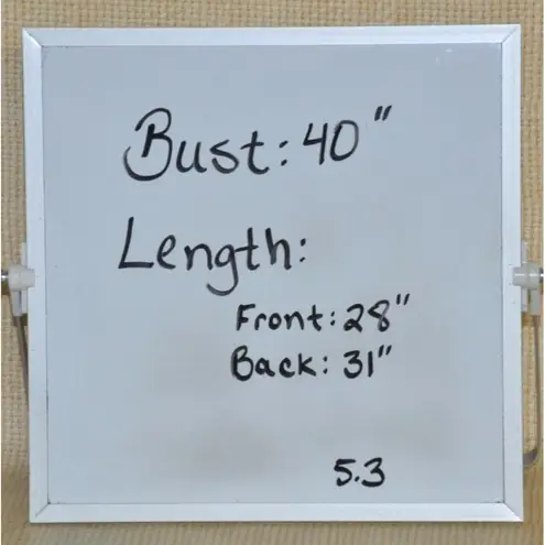 Ellen Tracy Size M Cream Very Short Sleeve Tunic Top Gauzy Cutout V-Neck Neutral